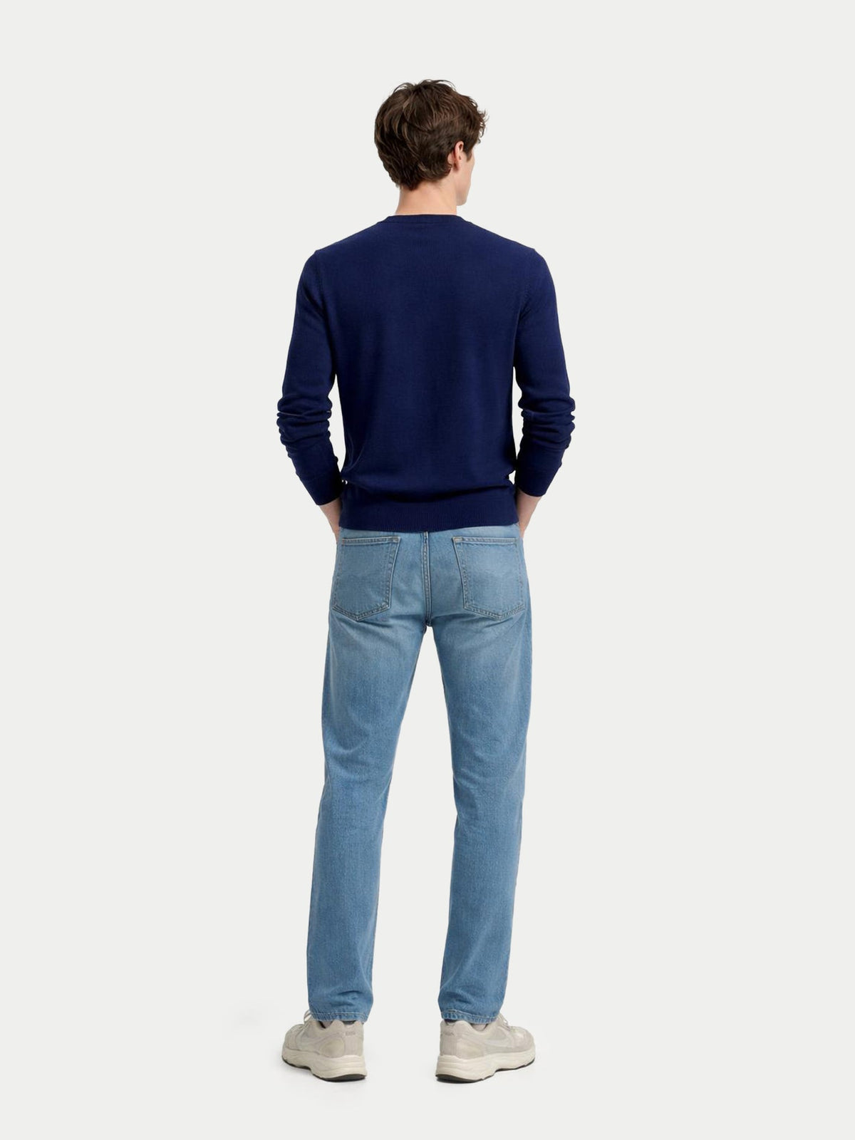 Cashmere Silk C-neck Sweater — Dark Indigo