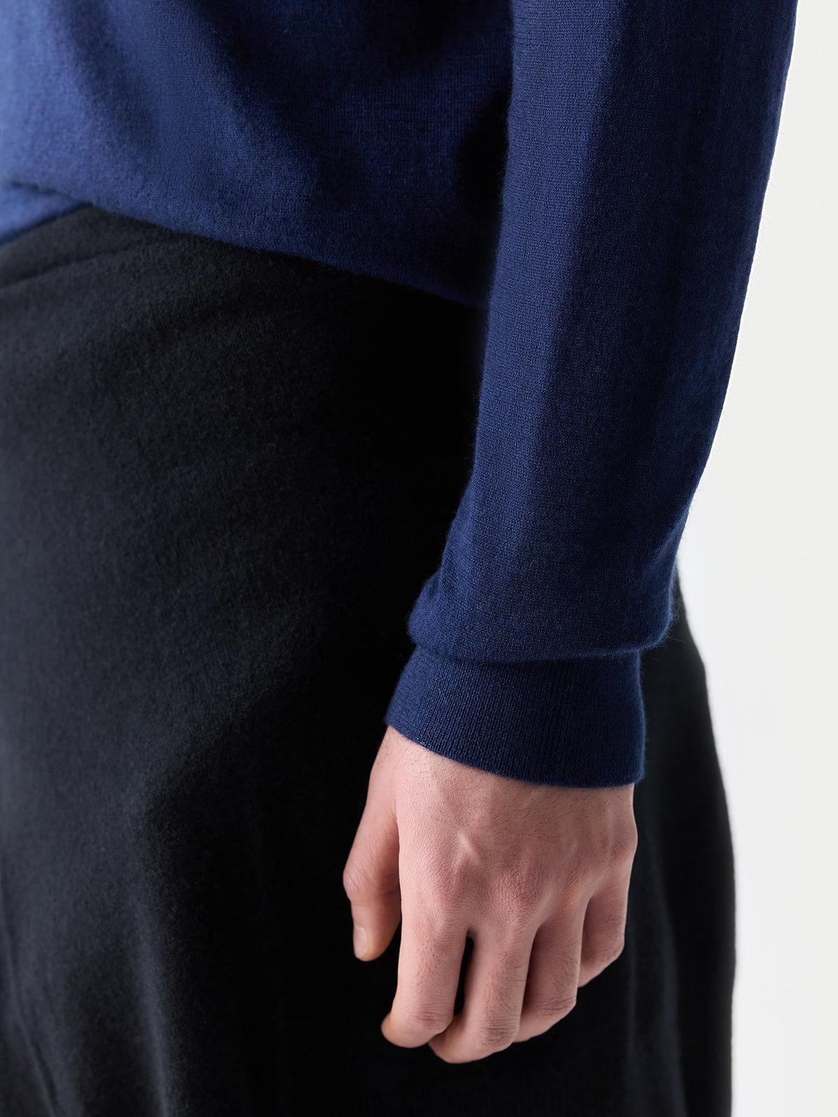 Men Classic Polo Shirt With Long Sleeve — Dark Indigo