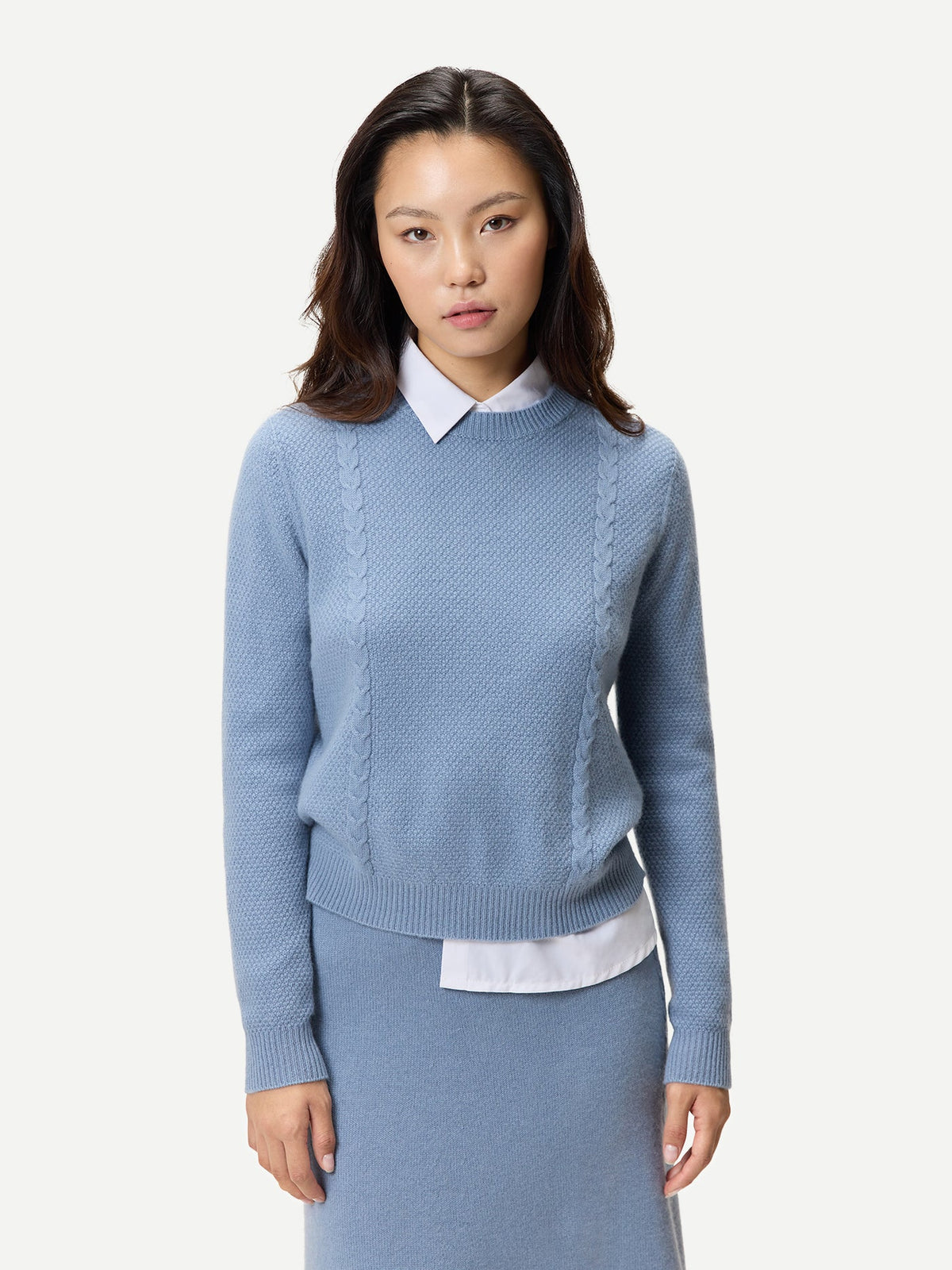 Cropped Crewneck Cashmere Sweater — Deep Dusty