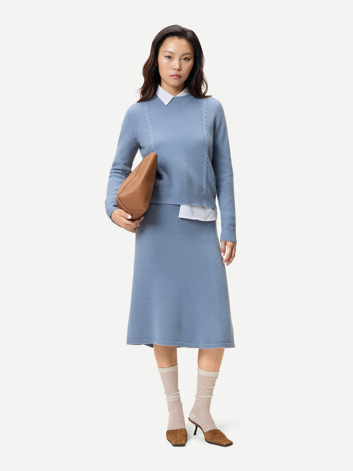 Cropped Crewneck Cashmere Sweater — Deep Dusty