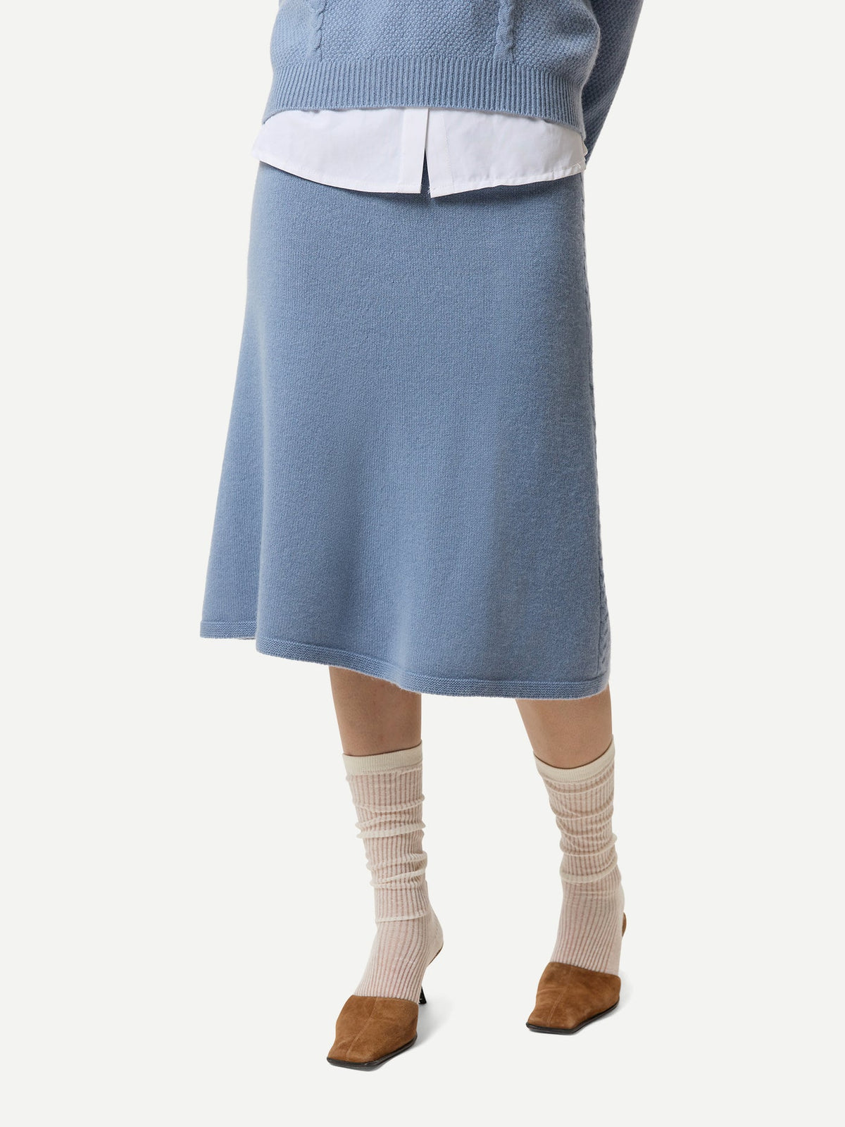 A-line Cashmere Knitted Skirt — Deep Dusty