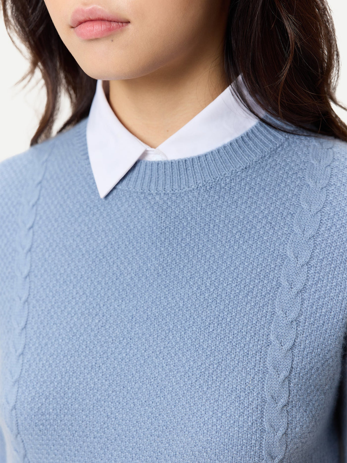 Cropped Crewneck Cashmere Sweater — Deep Dusty