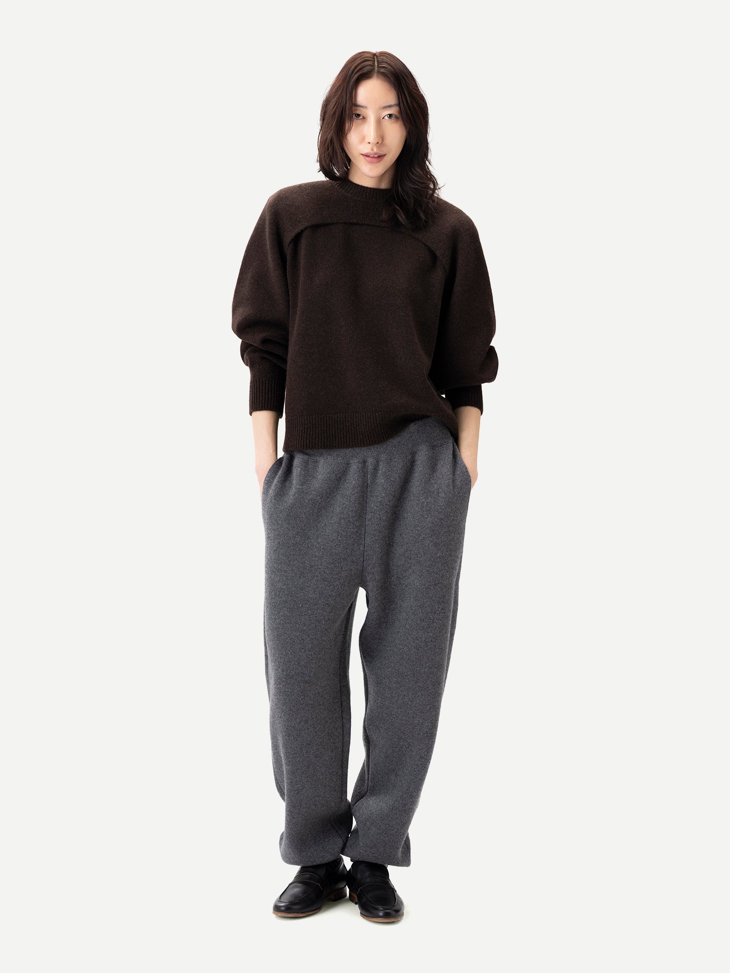 Cashmere Crewneck Twin Set — Deep Mole