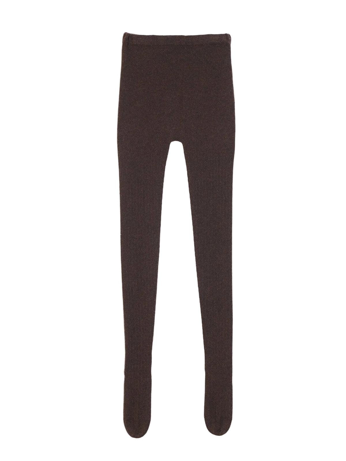 High-rise Cashmere Knit Tights — Deep Mole