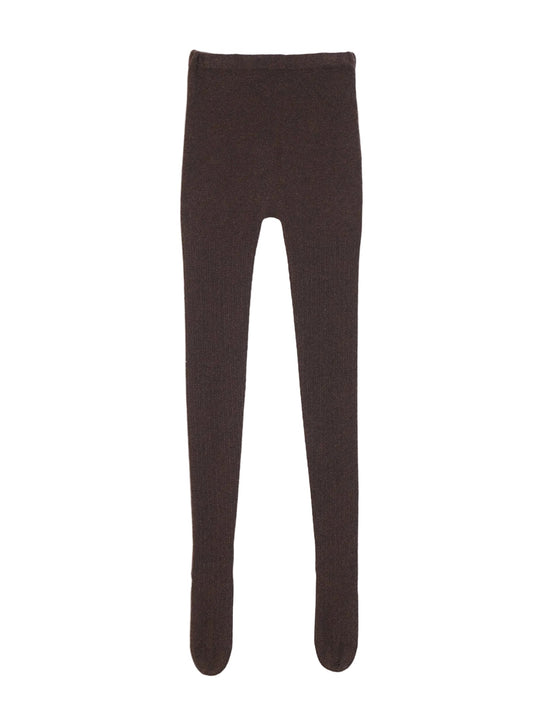 High-rise Cashmere Knit Tights — Deep Mole