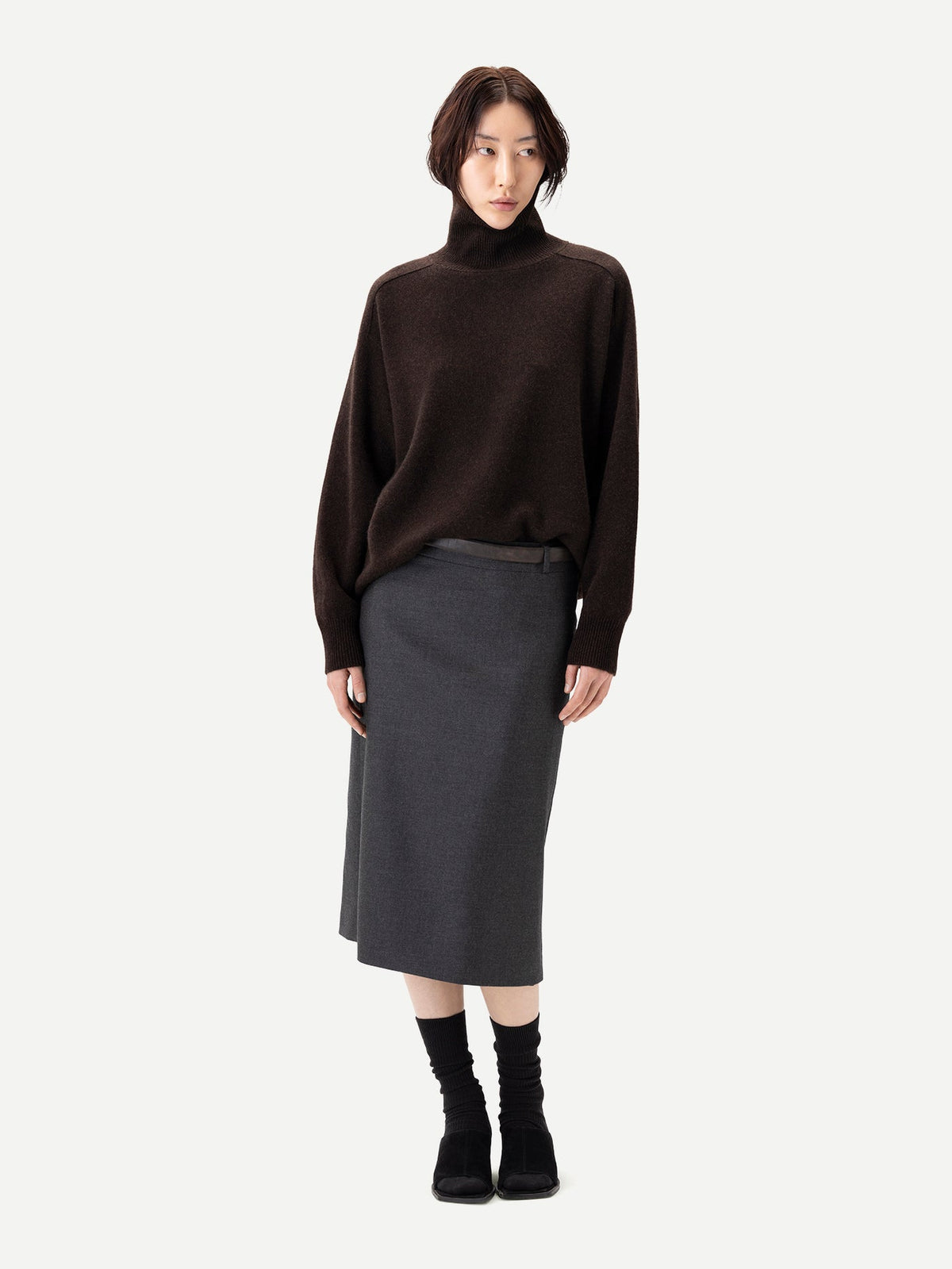Unisex High-neck Cashmere Sweater — Deep Mole