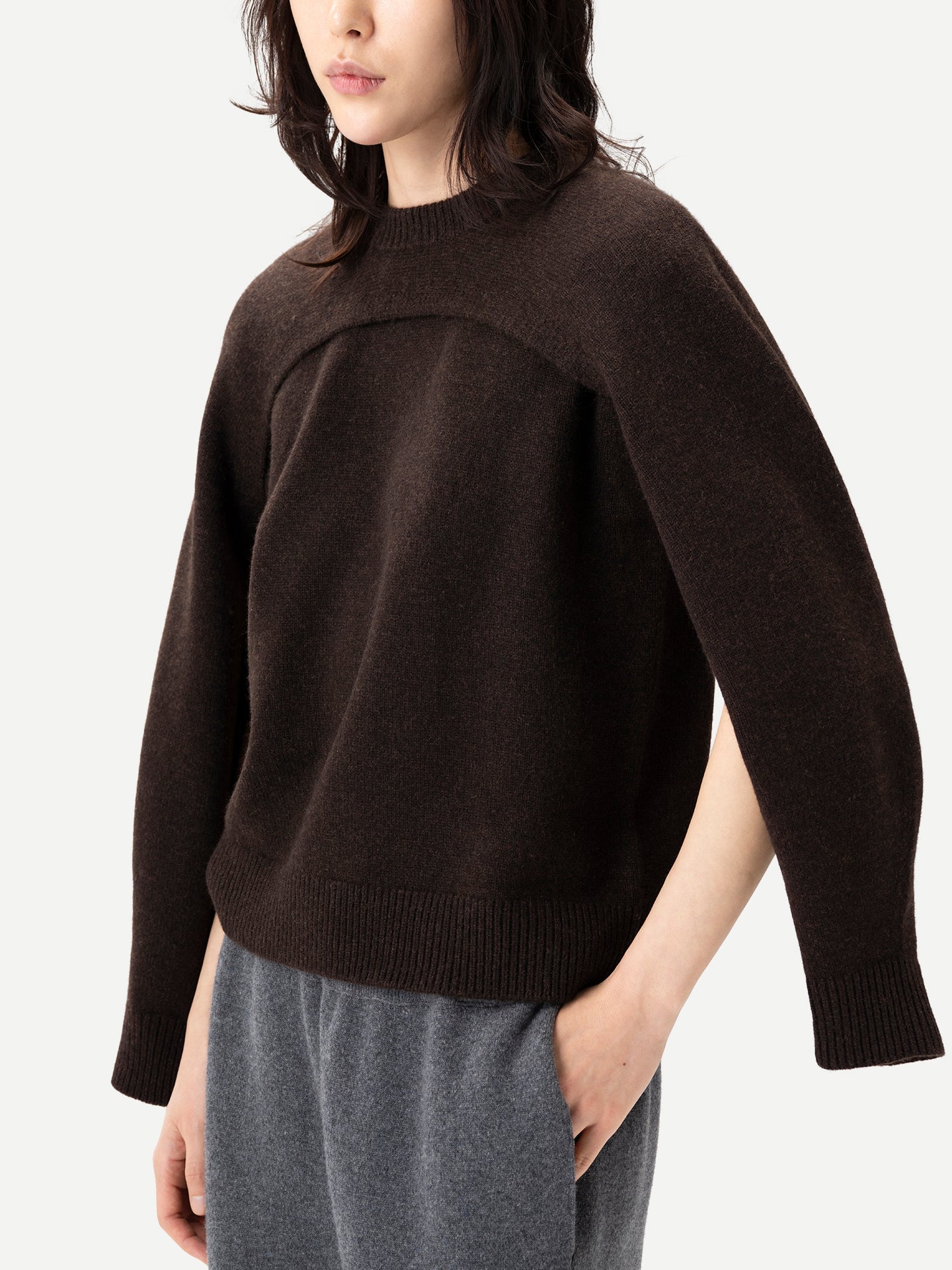 Cashmere Crewneck Twin Set — Deep Mole