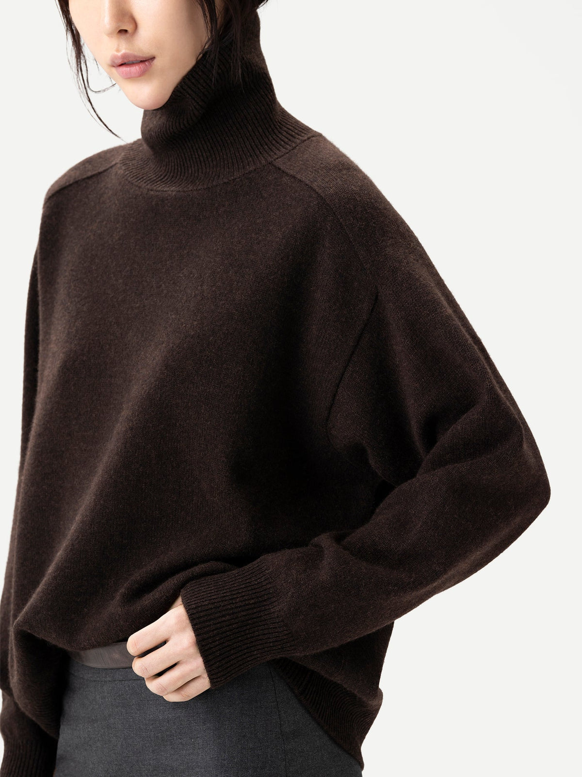 Unisex High-neck Cashmere Sweater — Deep Mole