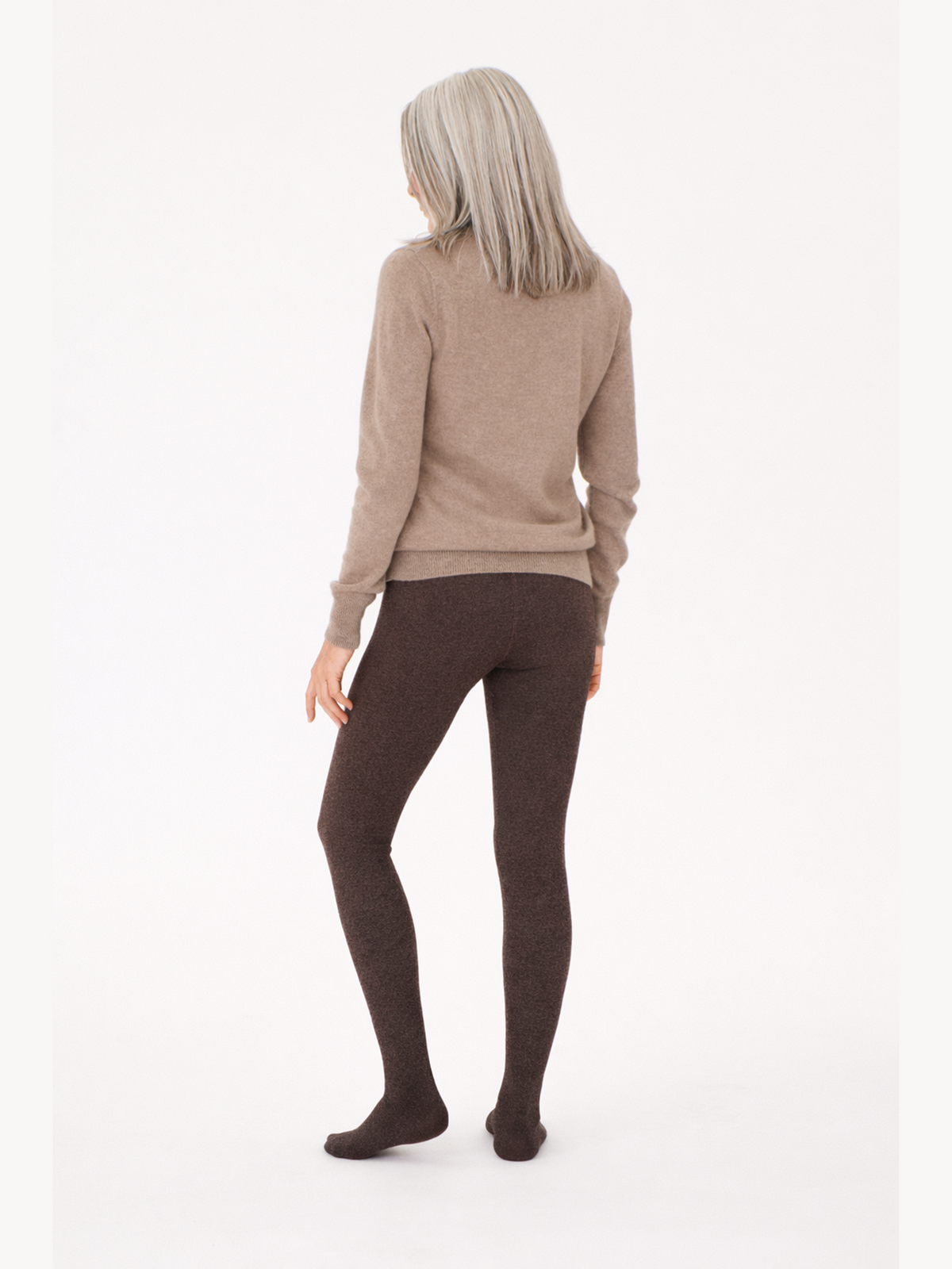 High-rise Cashmere Knit Tights — Deep Mole