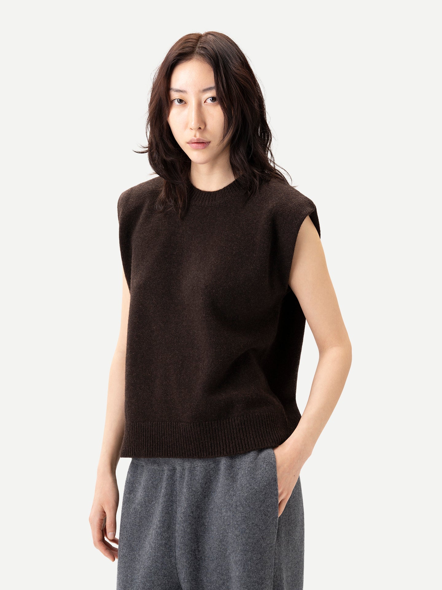 Cashmere Crewneck Twin Set — Deep Mole
