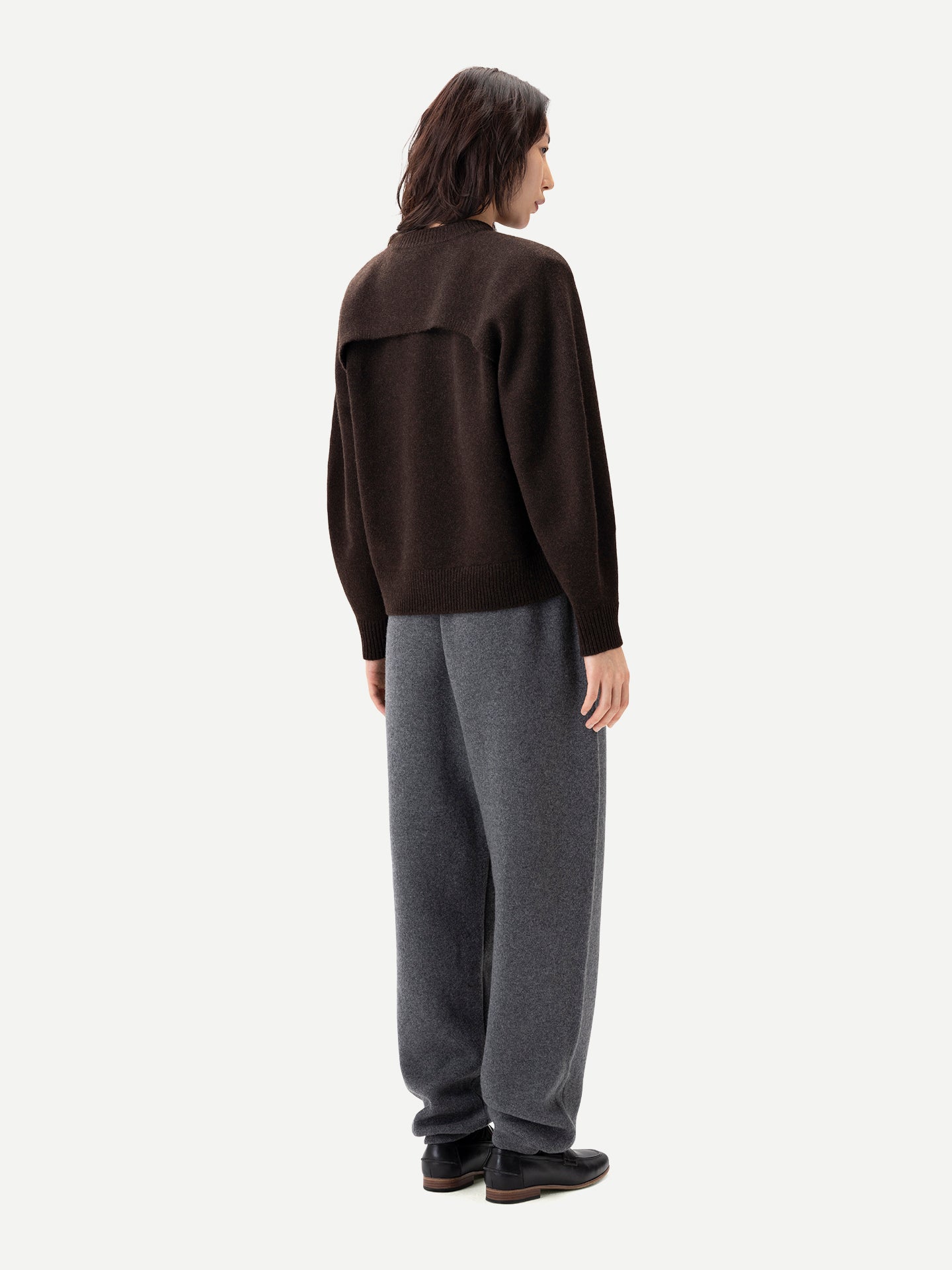 Cashmere Crewneck Twin Set — Deep Mole