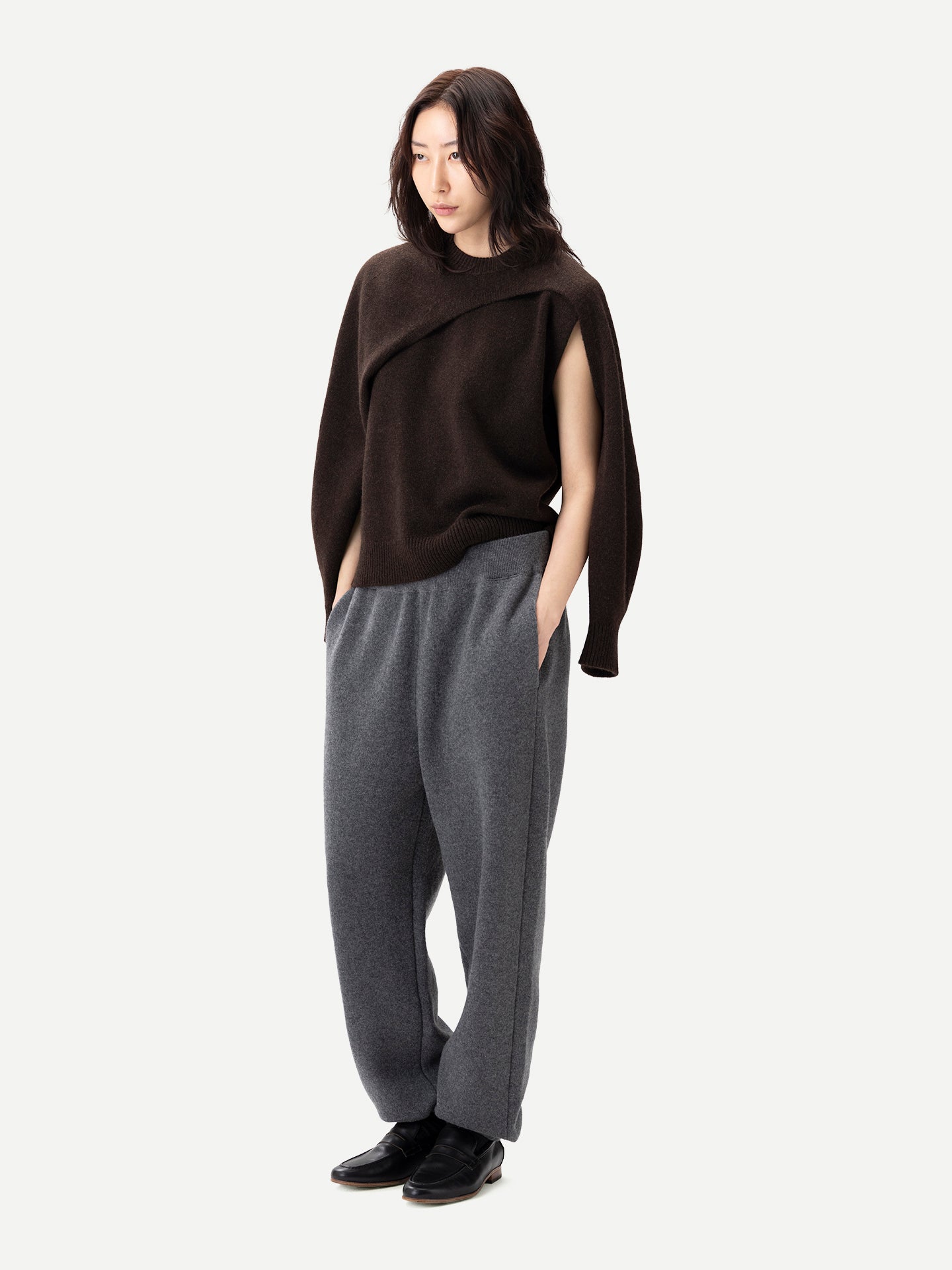 Cashmere Crewneck Twin Set — Deep Mole