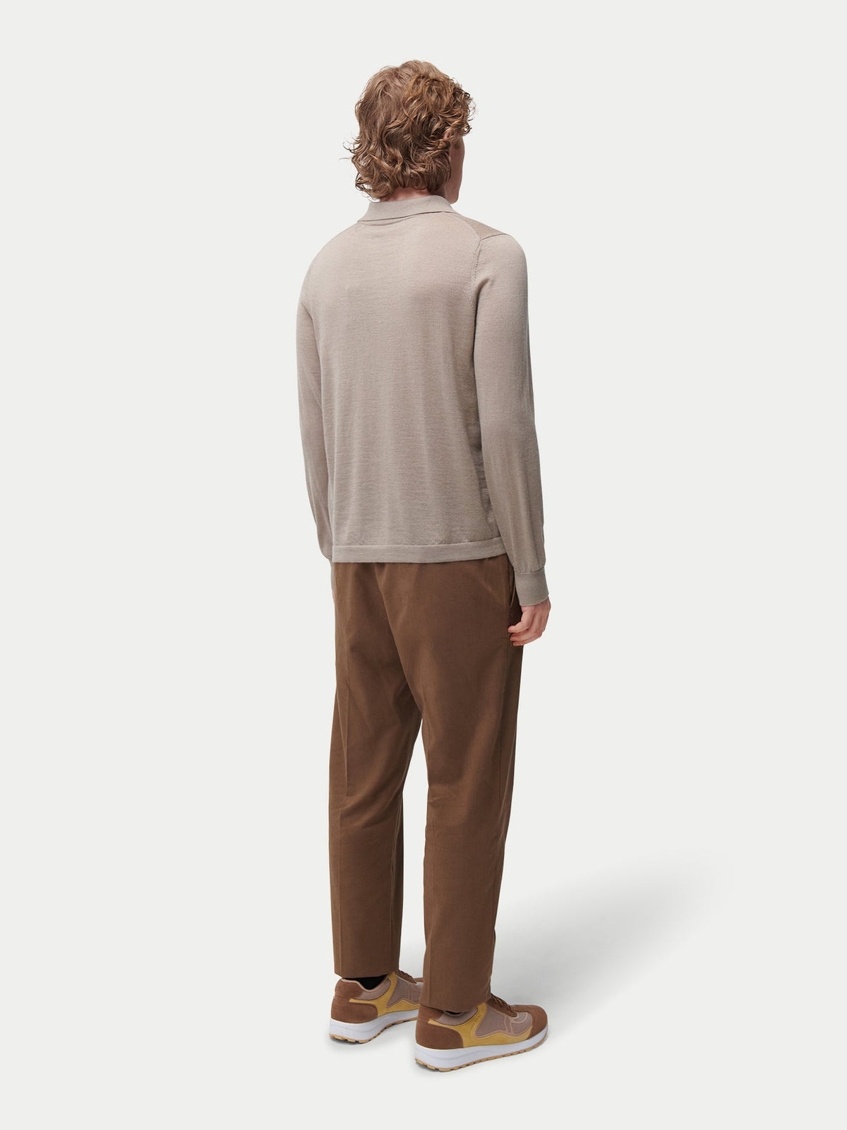 Cashmere Silk Polo-neck Cardigan — Deep Taupe