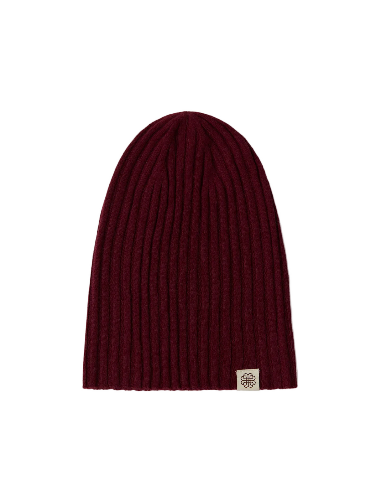 Cashmere Rib Knit Hat — Deep Wine