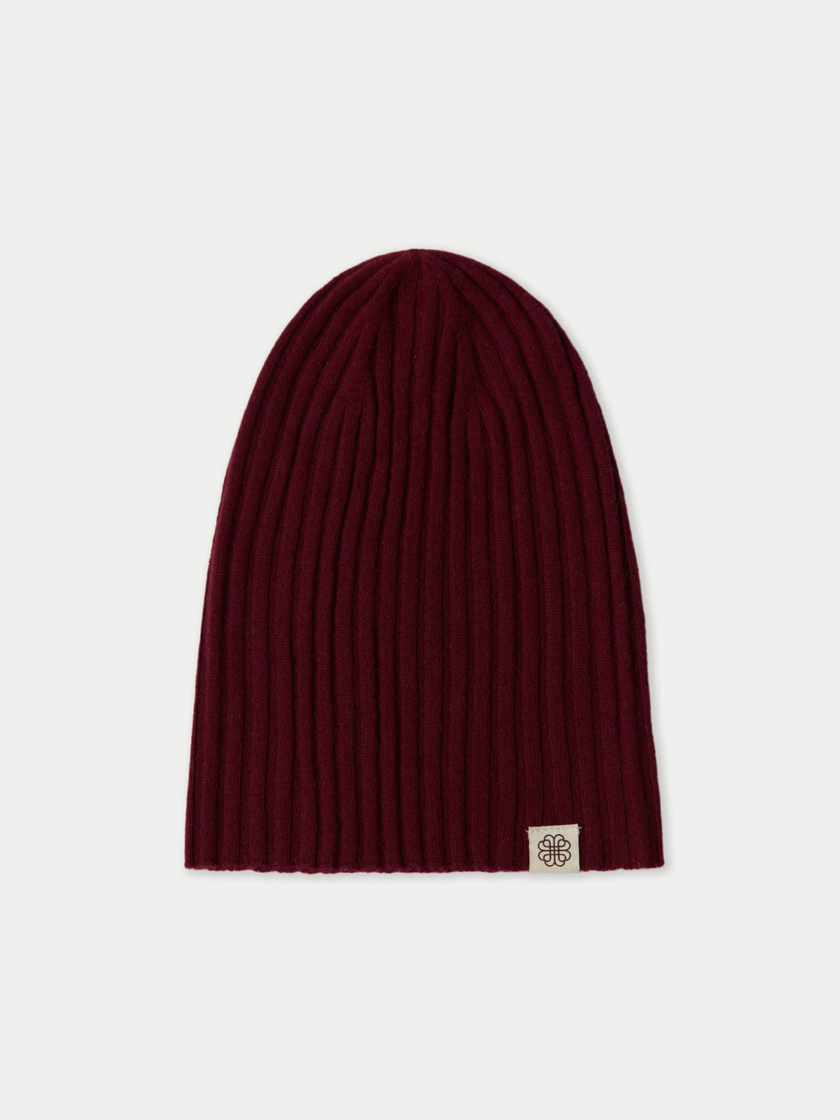 Cashmere Rib Knit Hat — Deep Wine