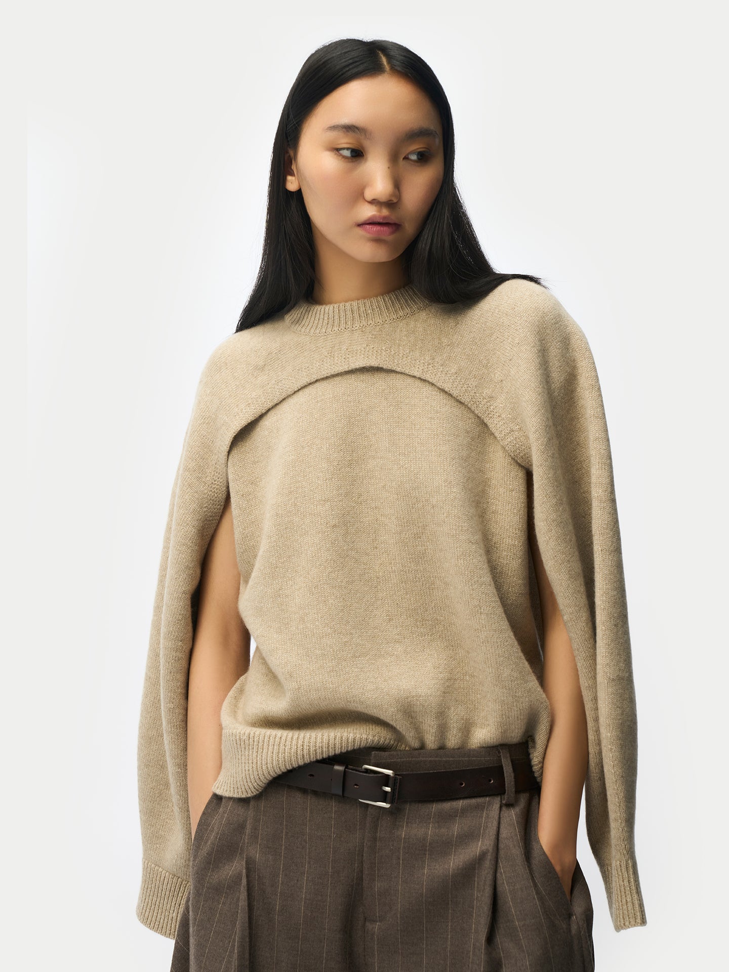 Natural Colour Cashmere Crewneck Twin Set — Dusty Beige