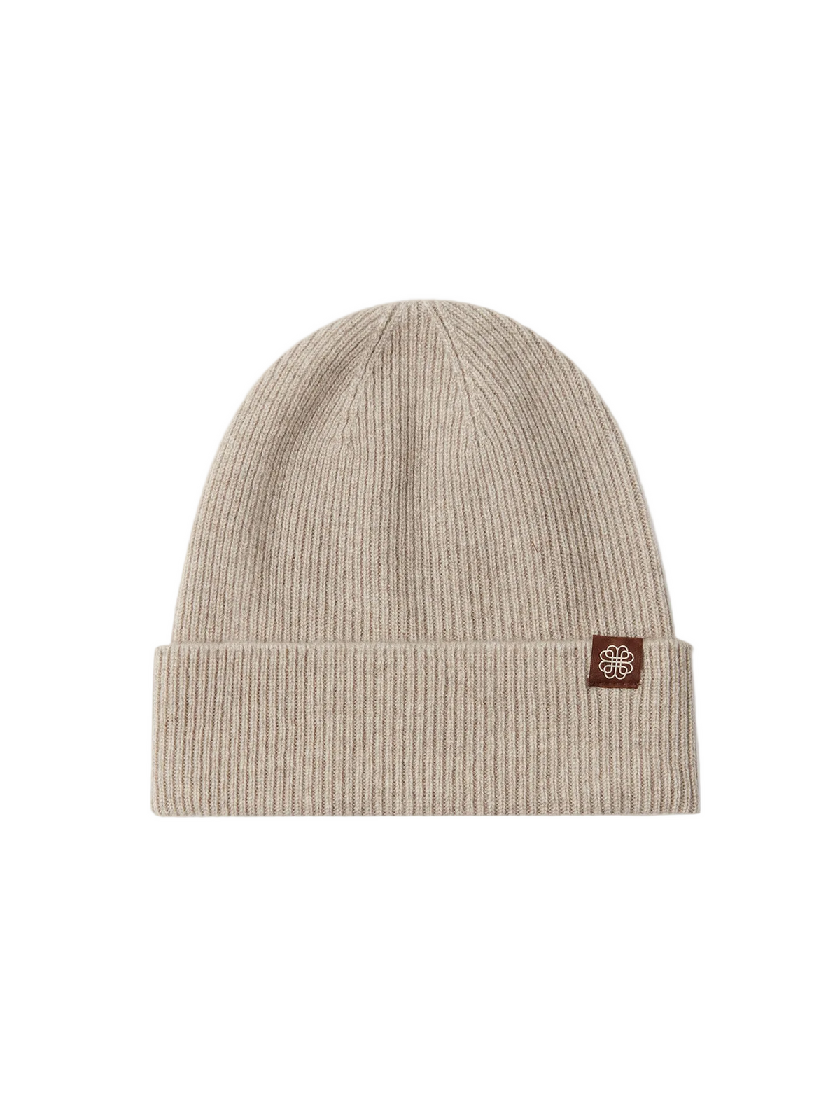 Cashmere Rib Knit Beanie — Dusty Beige