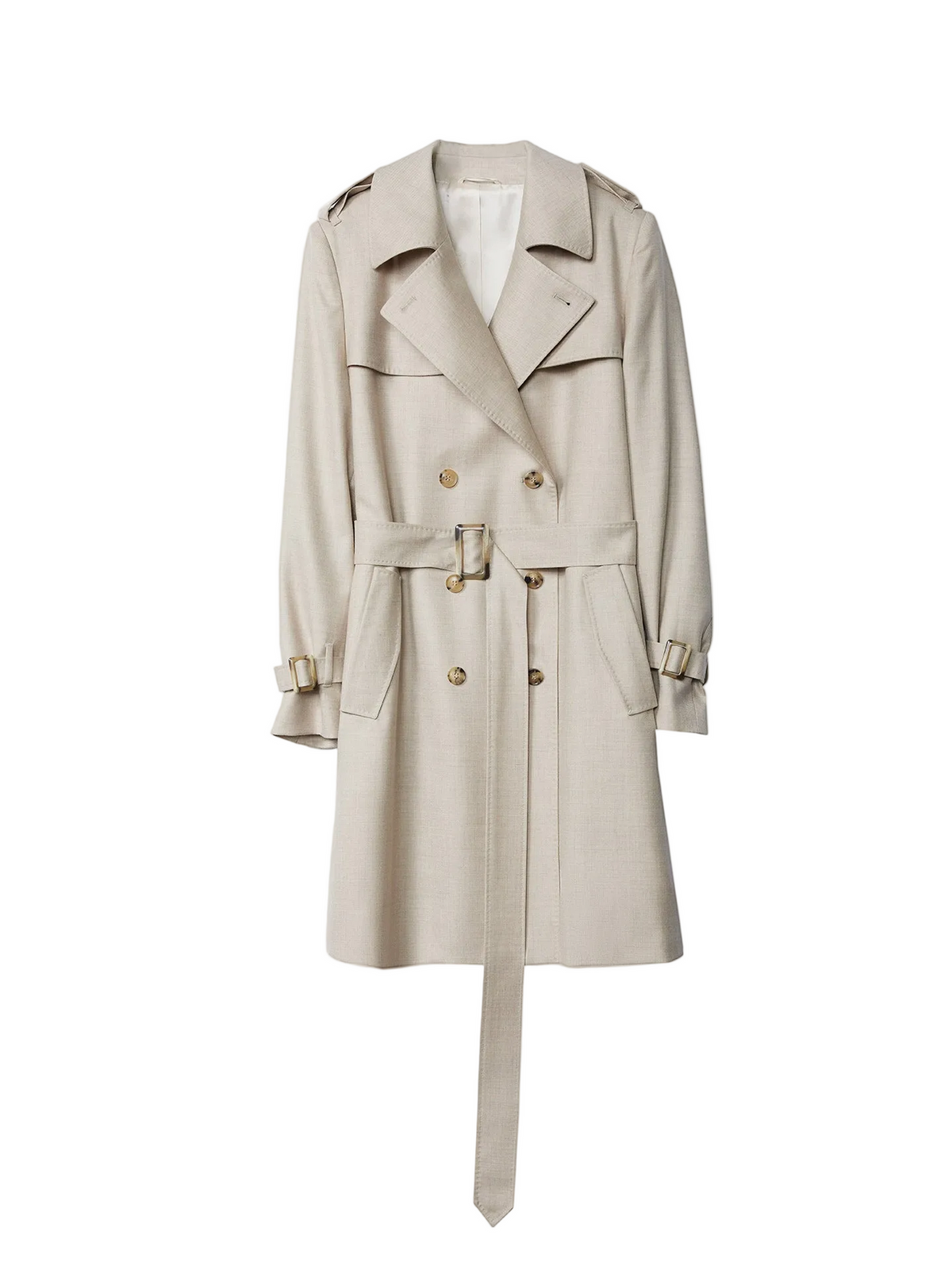 Double Breasted Cashmere Trench Coat — Dusty Beige