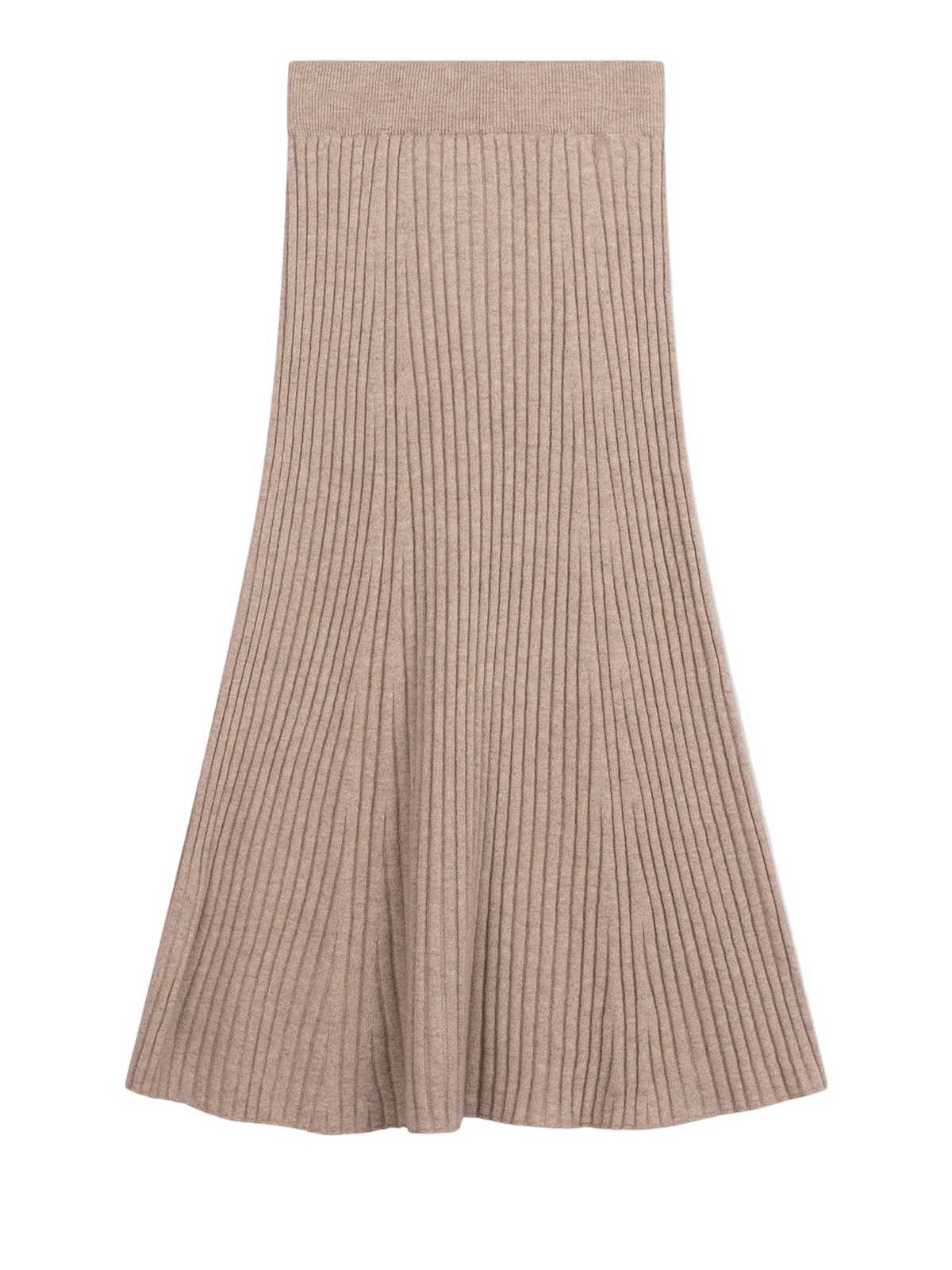 Calf-length Cashmere Skirt — Dusty Beige