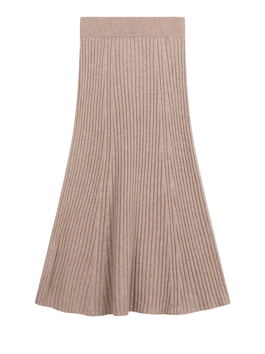 Calf-length Cashmere Skirt — Dusty Beige