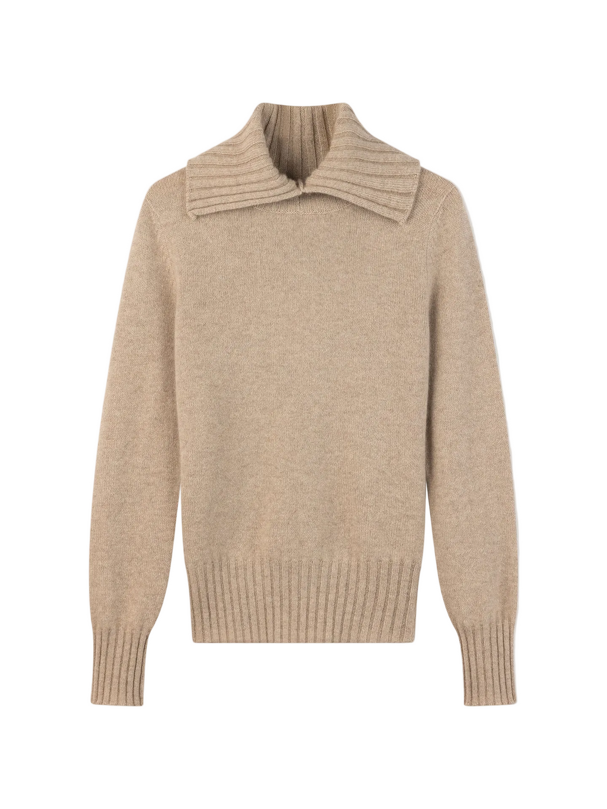 Fold-over Turtleneck Cashmere Sweater — Dusty Beige