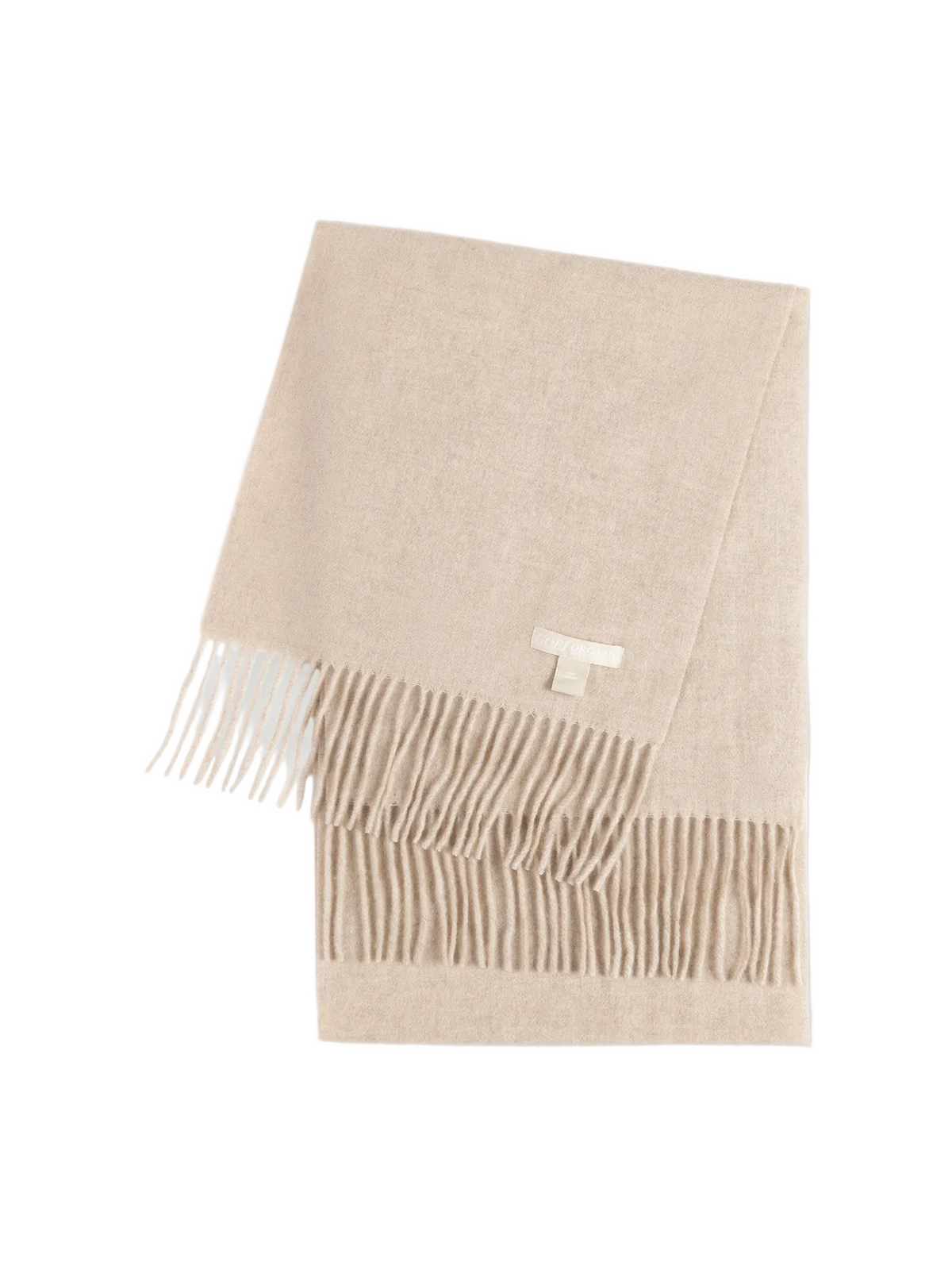 Natural Color Cashmere Fringed Scarf — Dusty Beige