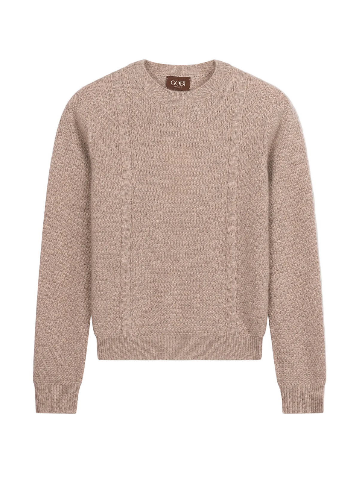 Cropped Crewneck Cashmere Sweater — Dusty Beige