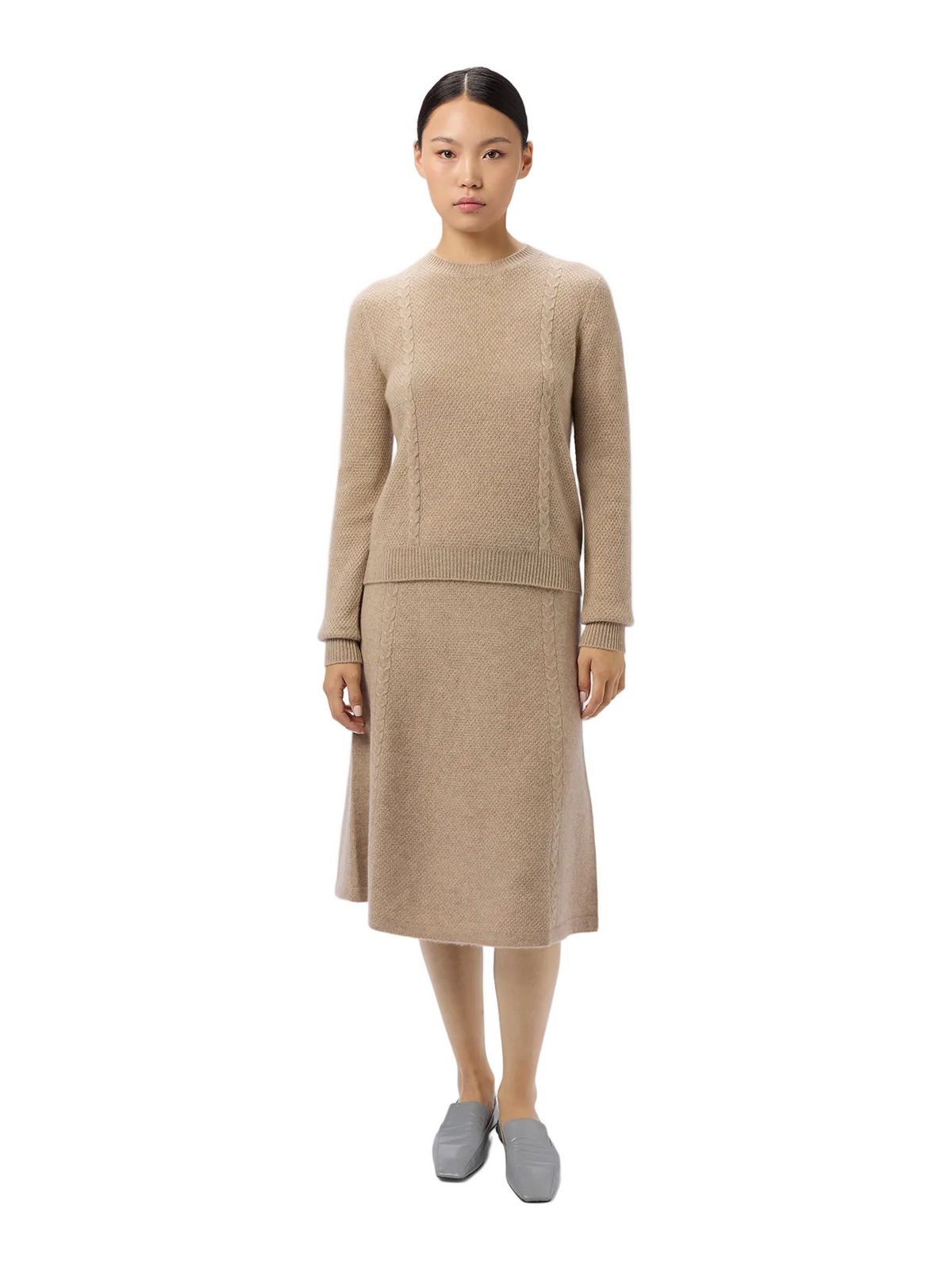 A-line Cashmere Knitted Skirt — Dusty Beige