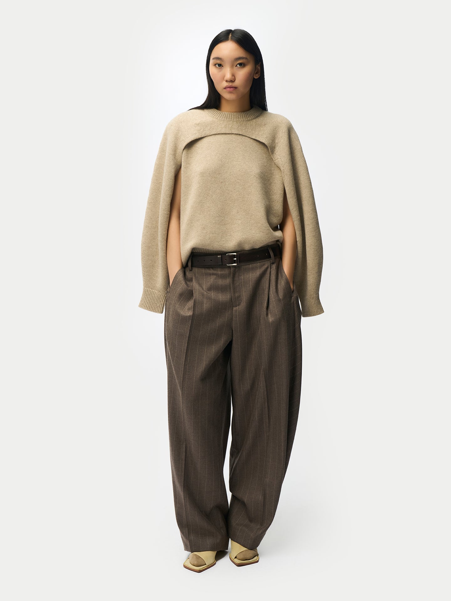 Natural Colour Cashmere Crewneck Twin Set — Dusty Beige