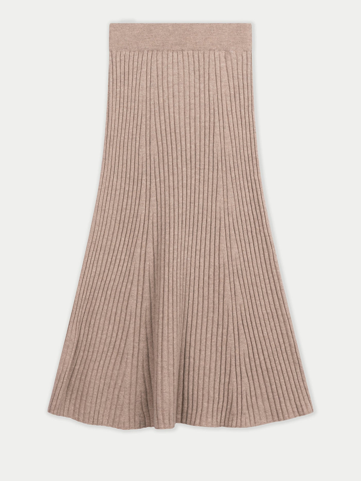 Calf-length Cashmere Skirt — Dusty Beige