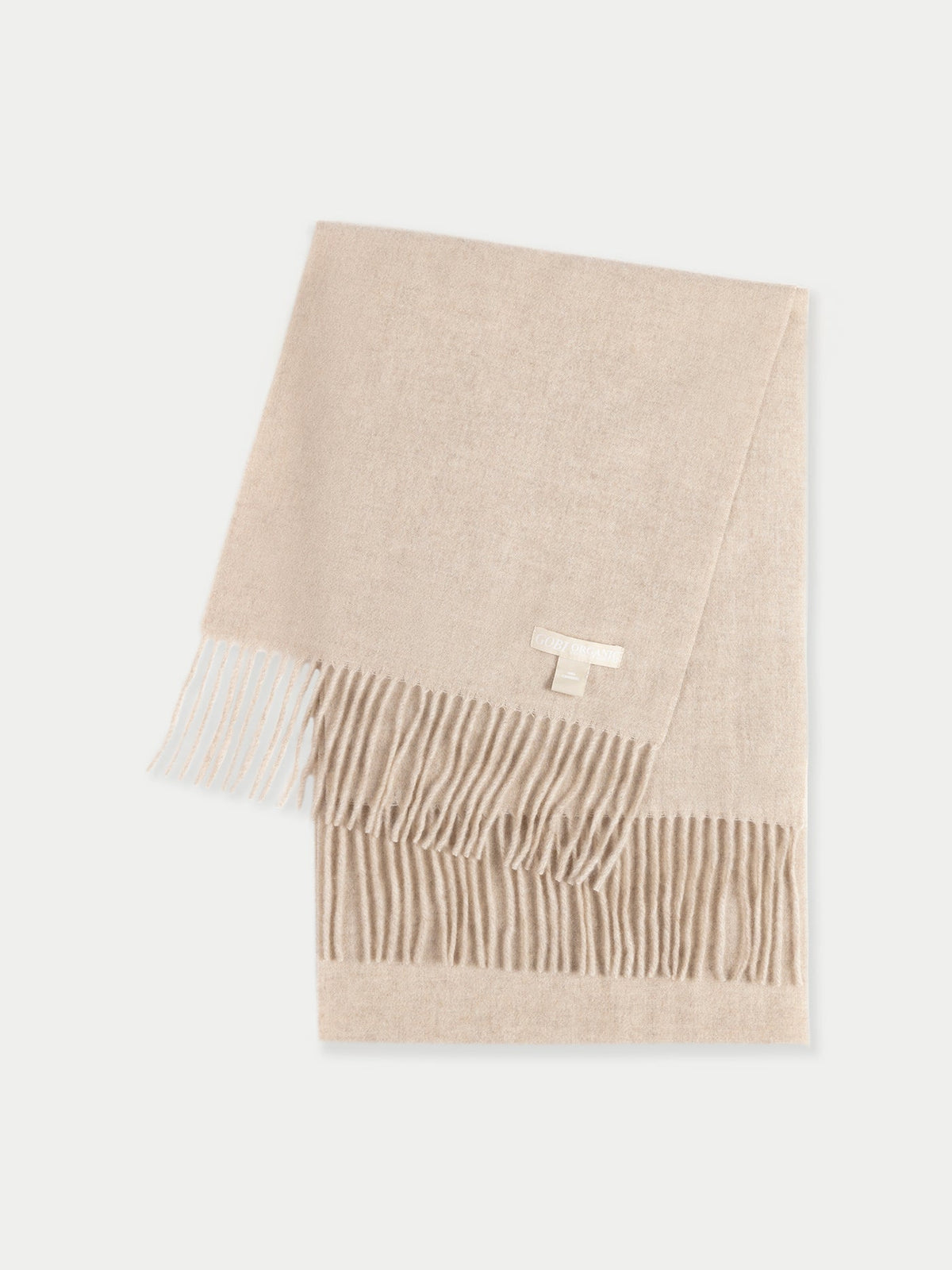 Natural Color Cashmere Fringed Scarf — Dusty Beige