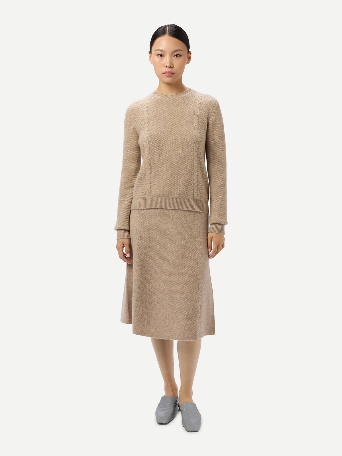 A-line Cashmere Knitted Skirt — Dusty Beige