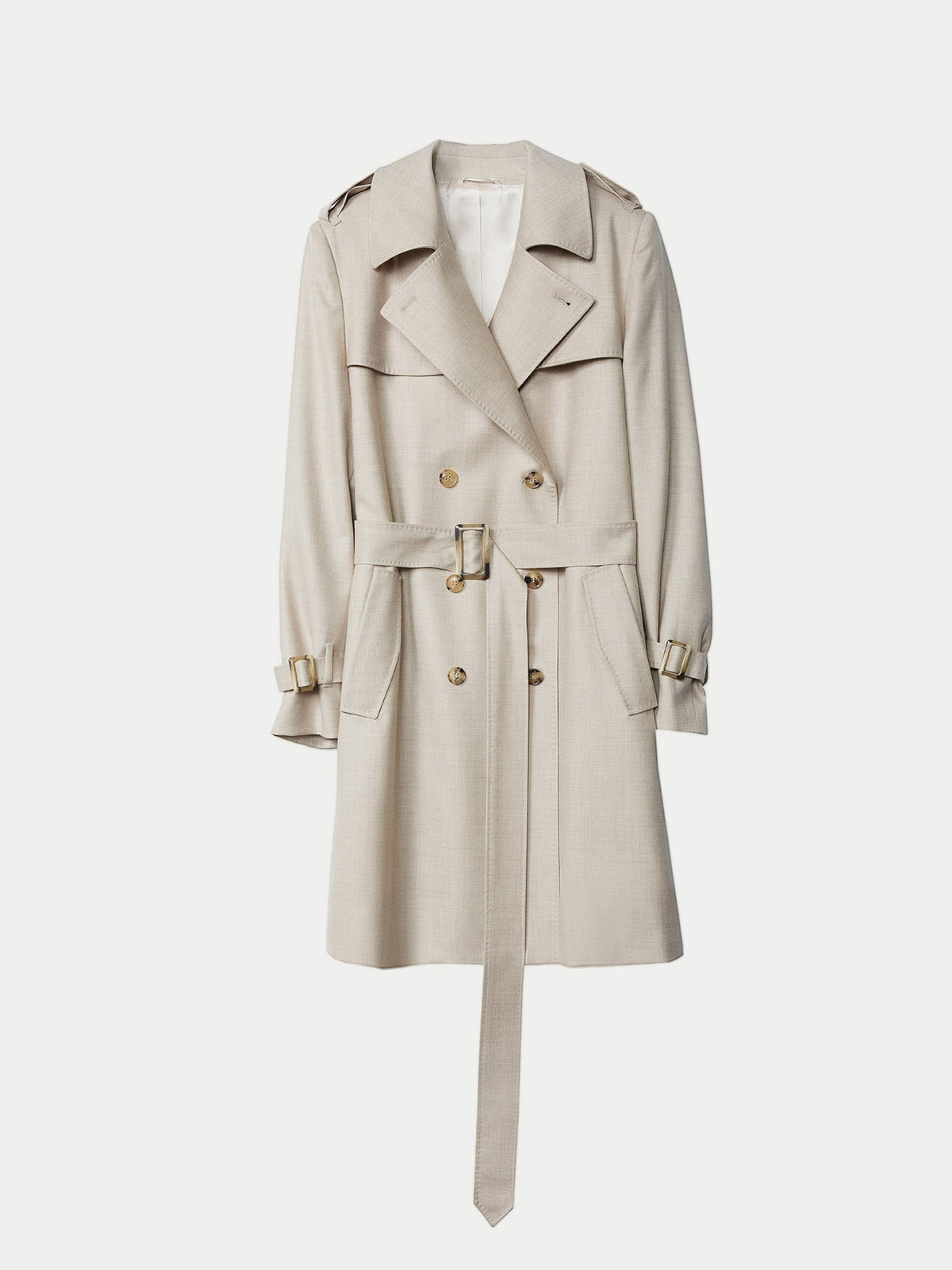 Double Breasted Cashmere Trench Coat — Dusty Beige