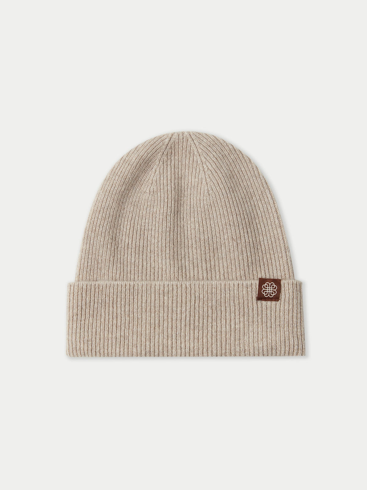 Cashmere Rib Knit Beanie — Dusty Beige
