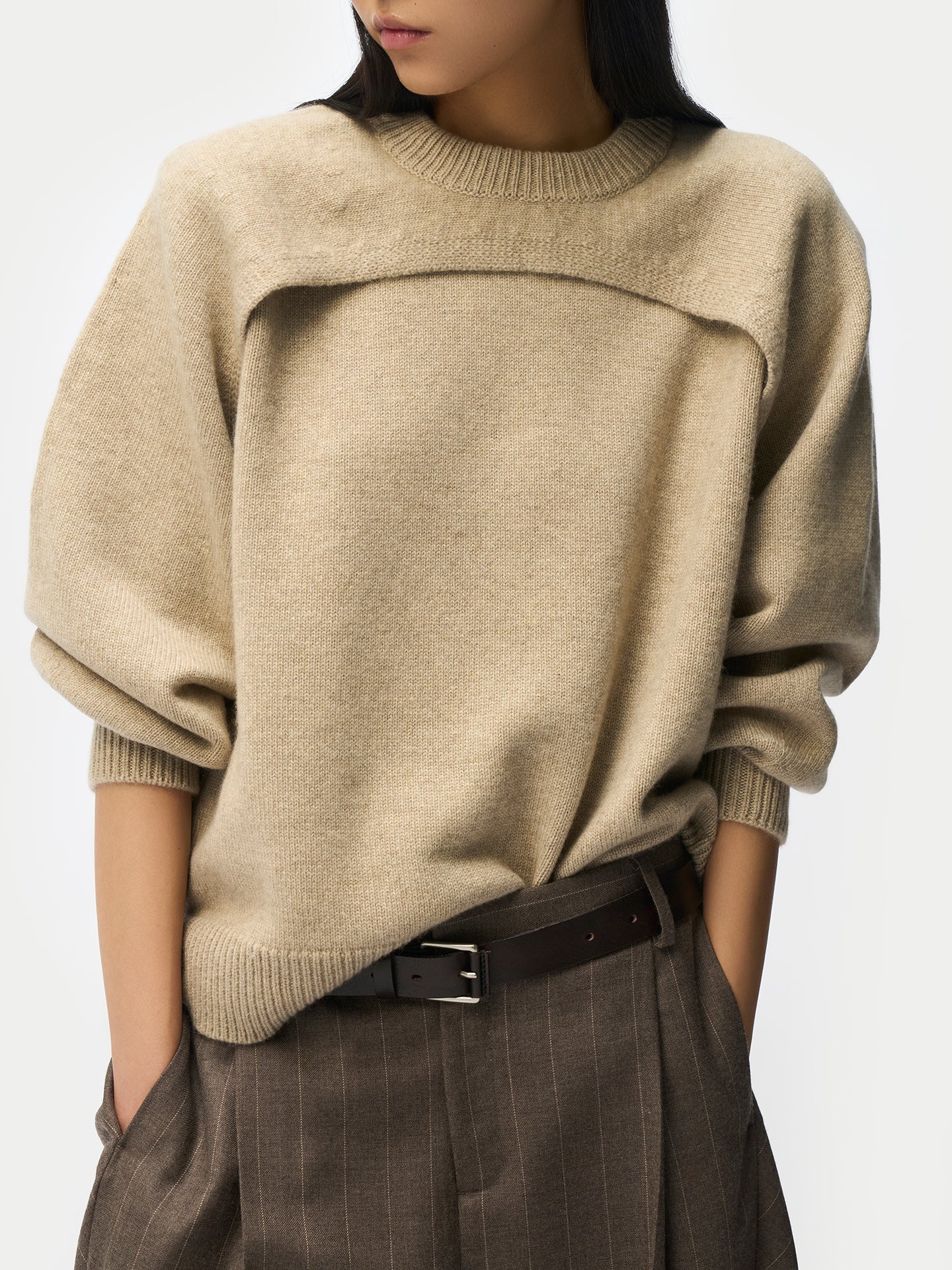 Natural Colour Cashmere Crewneck Twin Set — Dusty Beige