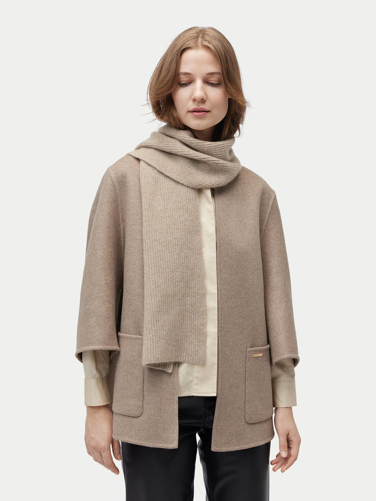 Fisherman Knit Scarf — Dusty Beige