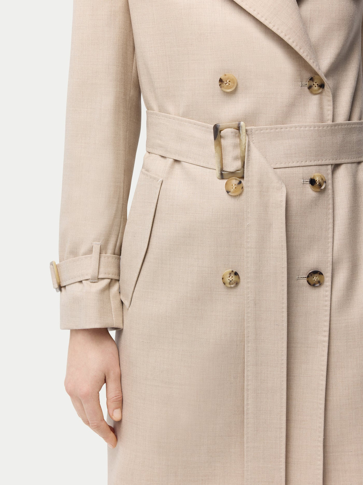 Double Breasted Cashmere Trench Coat — Dusty Beige