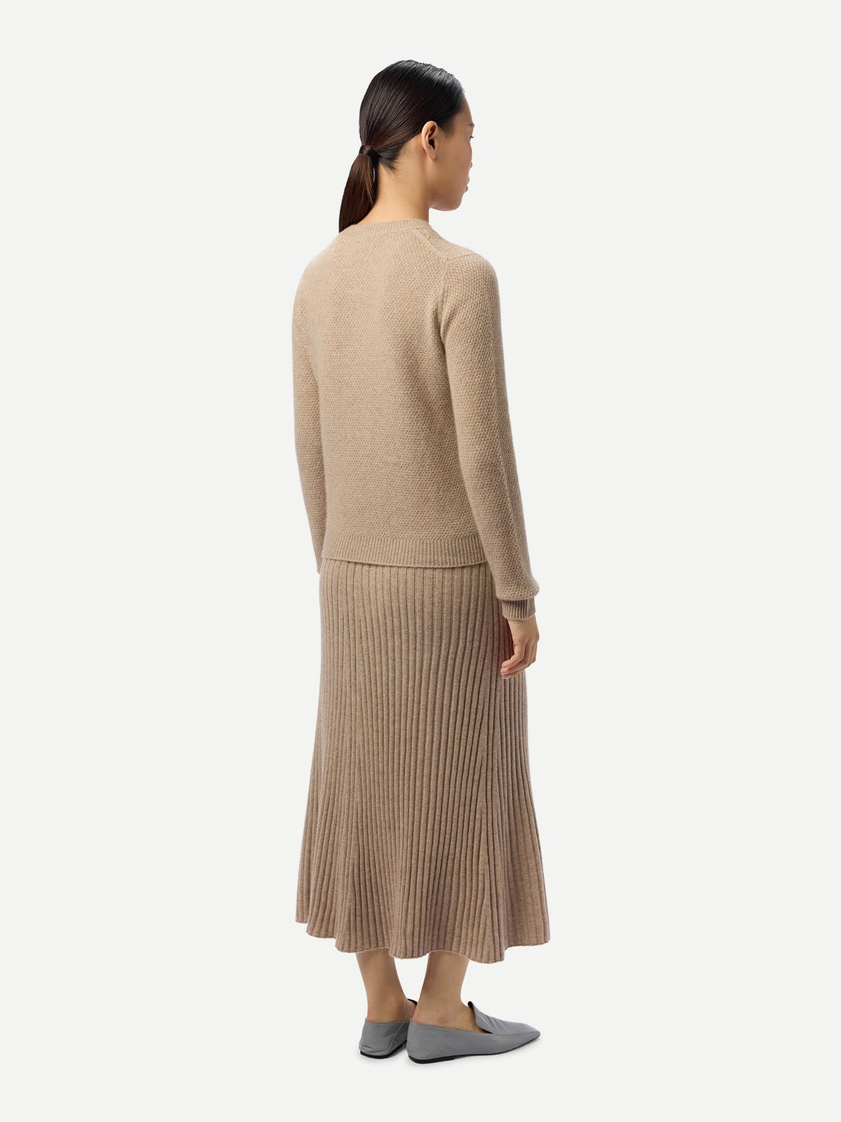 Calf-length Cashmere Skirt — Dusty Beige
