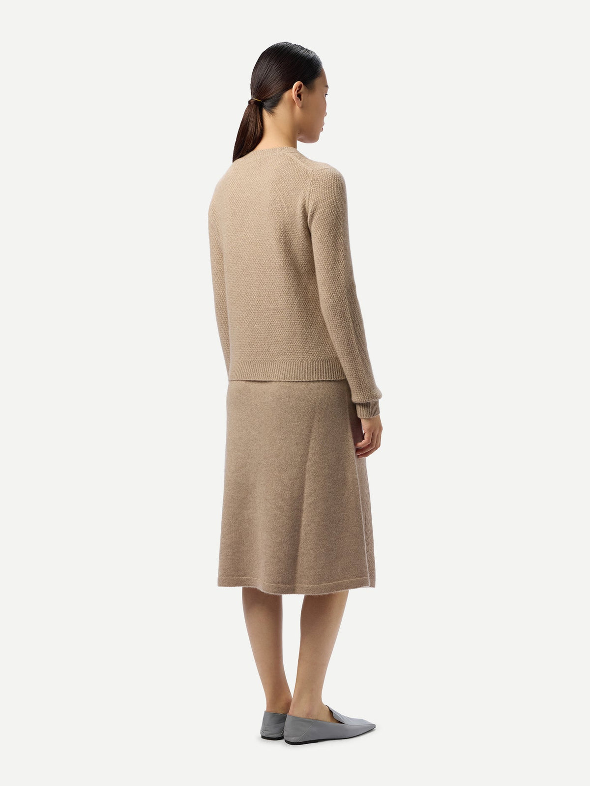 A-line Cashmere Knitted Skirt — Dusty Beige