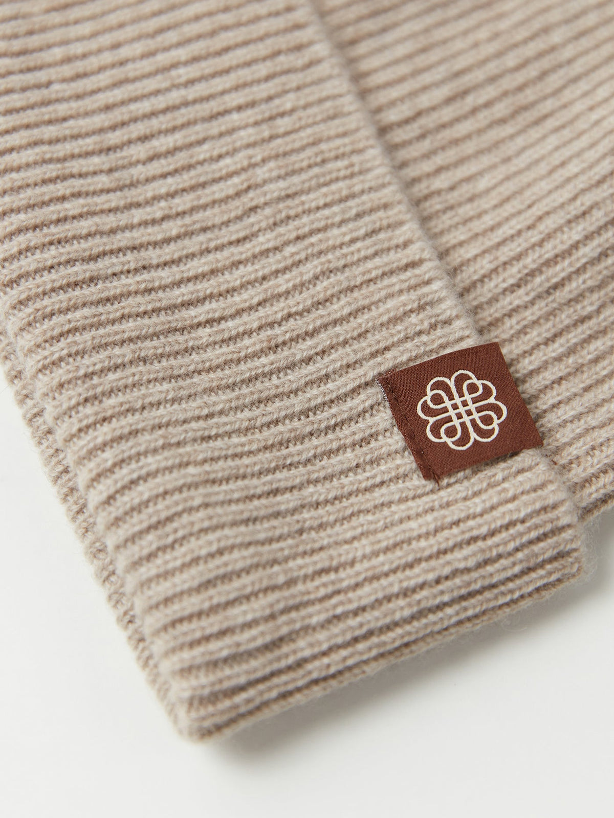 Cashmere Rib Knit Beanie — Dusty Beige
