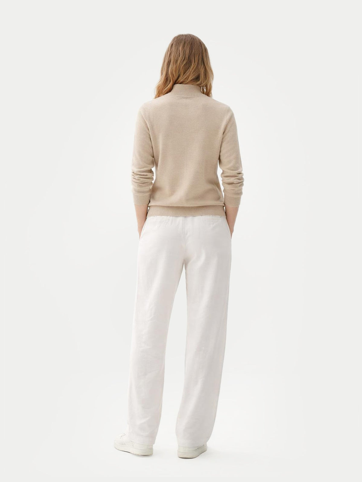 Essential Natural Color Cashmere Full-zip Cardigan — Dusty Beige