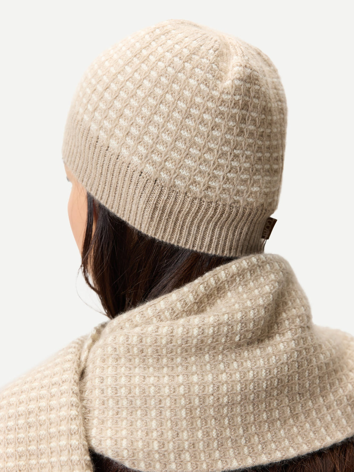 Waffle Knit Cashmere Hat — Dusty Beige