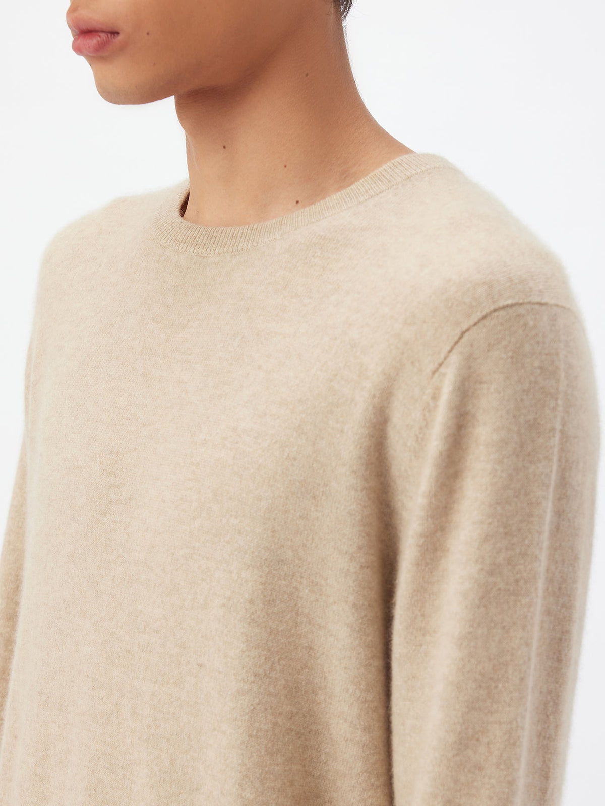 Essential Crewneck Cashmere Sweater — Dusty Beige