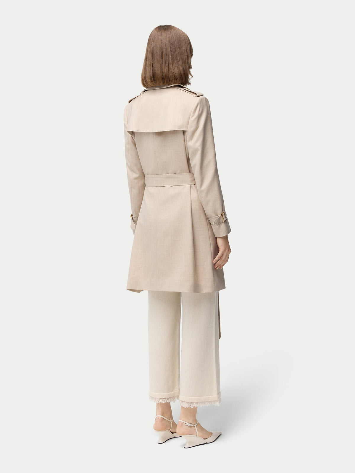 Double Breasted Cashmere Trench Coat — Dusty Beige
