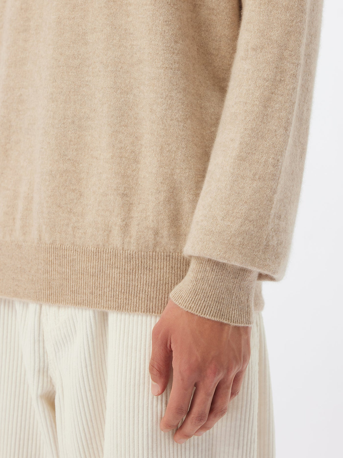 Essential Crewneck Cashmere Sweater — Dusty Beige