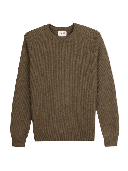 Men's Ribbed Cashmere Sweater — Earth Brown