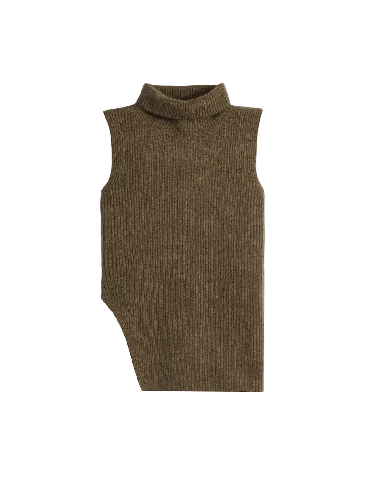 Turtle Neck Cashmere Vest — Earth Brown