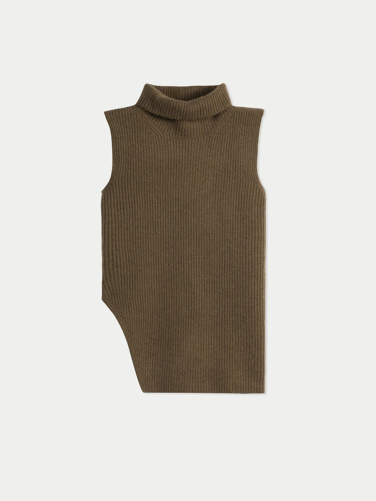 Turtle Neck Cashmere Vest — Earth Brown