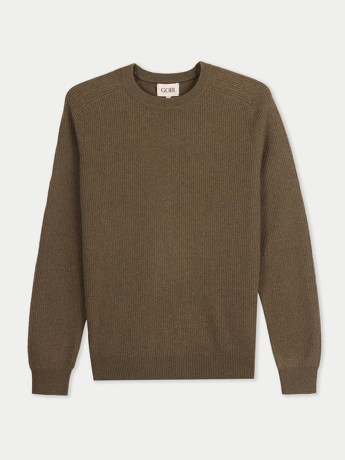 Men's Ribbed Cashmere Sweater — Earth Brown