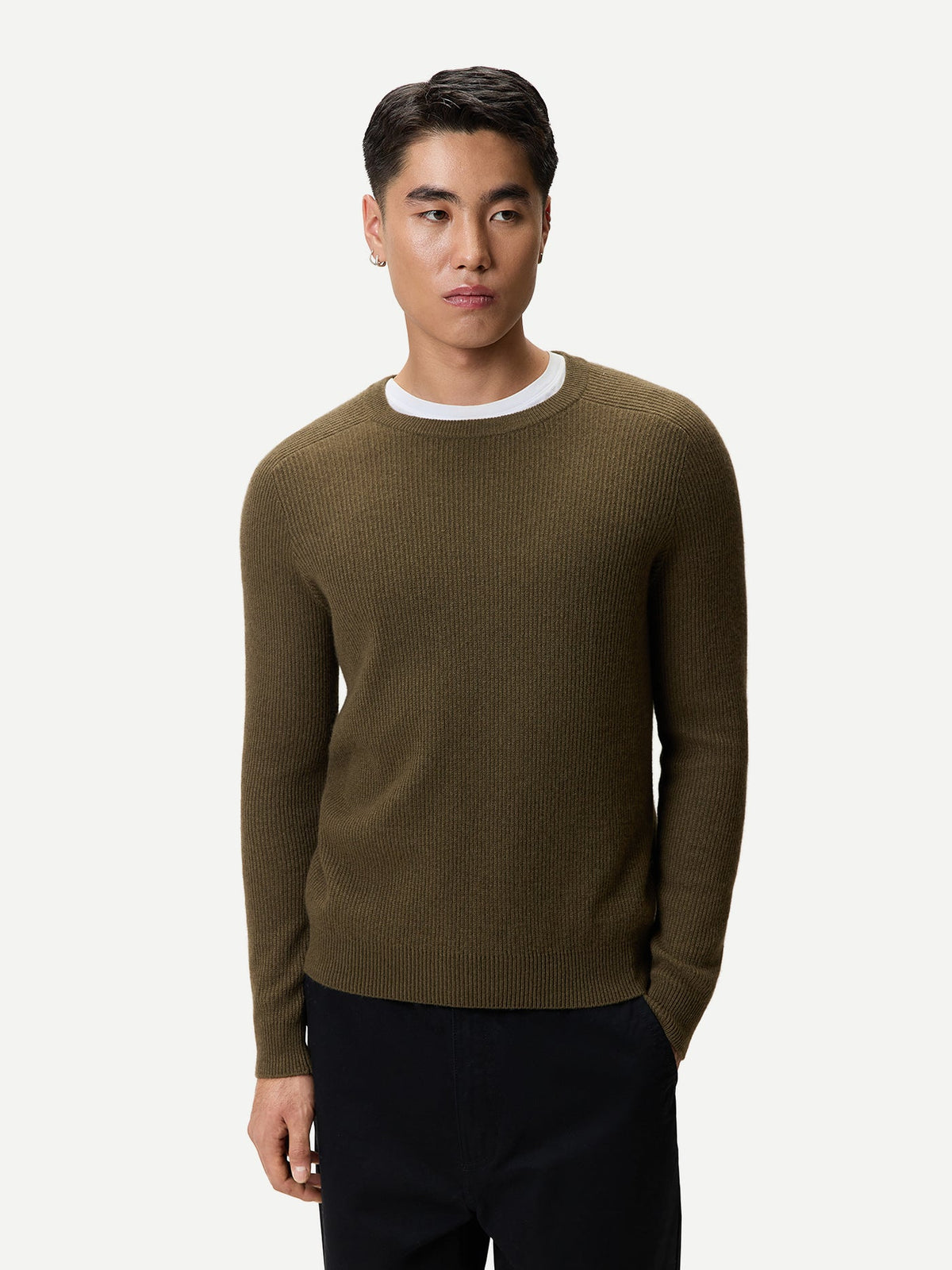 Men's Ribbed Cashmere Sweater — Earth Brown